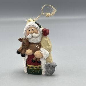 1997 Christmas Santa Ornament Eddie Walker Folk Art Cardinal Reindeer Squirrel